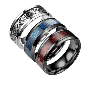 Explosion niche dragon pattern ring cold stainless steel ring jewelry couple necklace