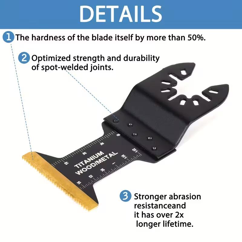 20PCS Oscillating Tool Blades, Titanium & HCS Oscillating Saw Blades for Metal/Wood/Plastic Cutting, Curved Edge Multi Tool Blades Compatible with Dewalt Bosch Milwaukee Ryobi