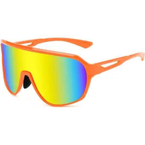 EyeconicFinds Sports Sunglasses for Men and Women,Oversized One Piece Reflective Lens Cycling Sunglasses B0178
