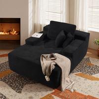 Single Chaise| Black Corduroy