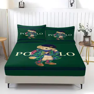 3-Piece Teddy Bear Themed Bed Sheet Set (Including 1 Bed Sheet And 2 Pillowcases), Vintage Polo Teddy Bear Bedding Set, Suitable For Bedroom Decoration Of Teenagers, Children, Boys And Girls, Bed Sheets Set
