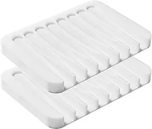 Self Draining Soap Dishes,  Silicone Soap Saver, Waterfall Drainer Soap Holder for Bathroom, Extend Soap Life, Keep Soap Bars Dry Clean & Easy Cleaning (White, Gray, Teal)