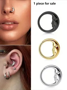 1 PC Fashion Elegant 18k Gold Plated Stainless Steel Nose Ring Lip Piercing Hoop Earrings Body Jewelry for Daily Wear