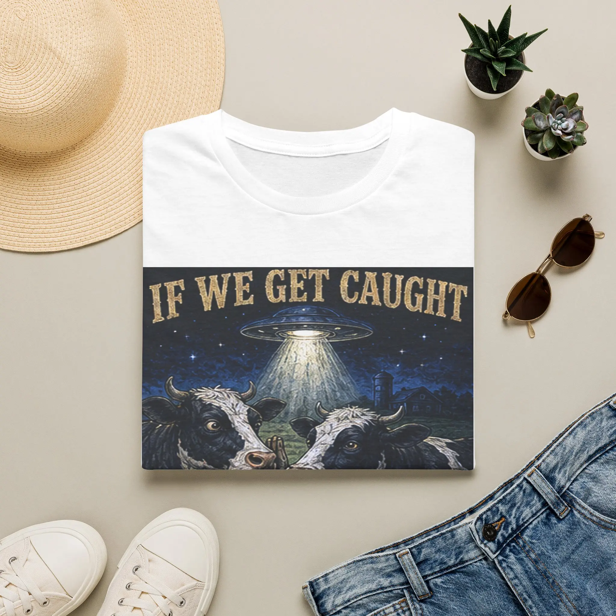 If We Get Caught Youre Deaf Vintage Funny Graphic Tee
