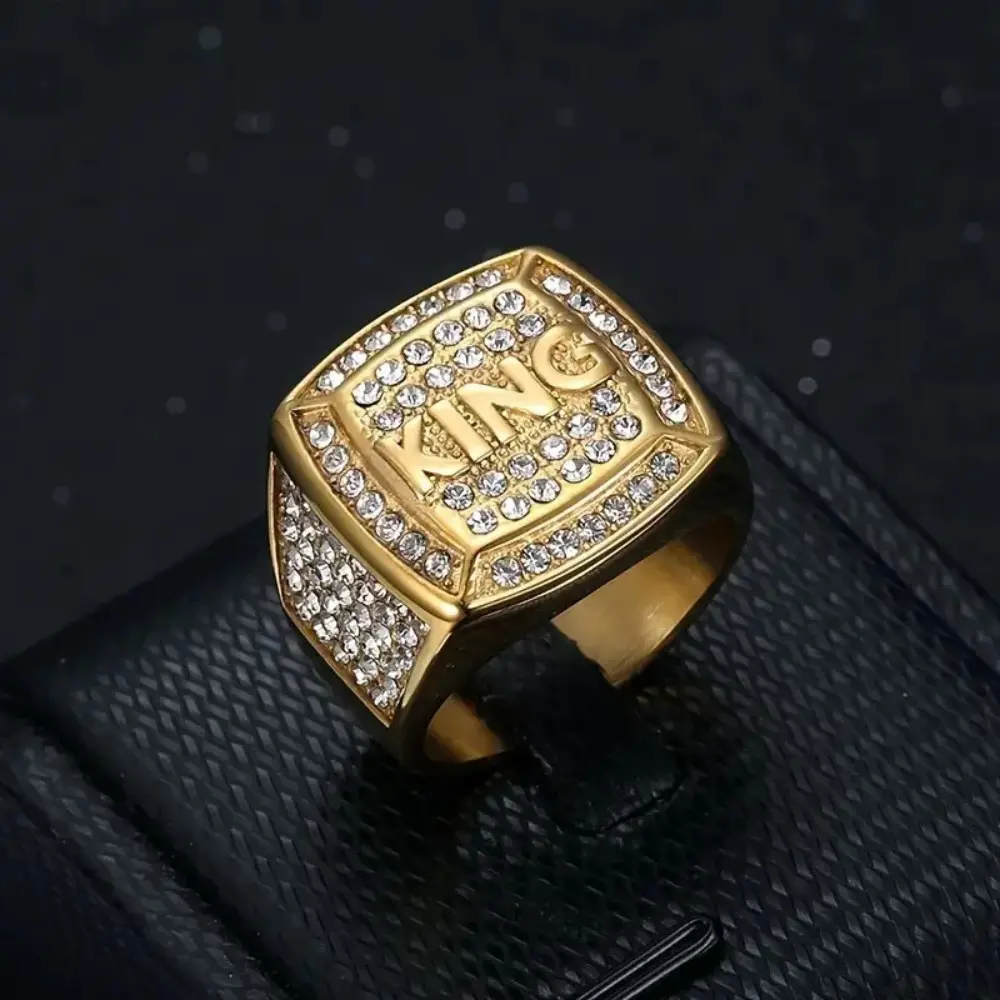 1pc KING Men's Statement Chunky Ring, Powerful Hip-hop Costume Jewelry, Daily Casual Accessory, Festival Gift Metal Rings Beautiful Rings