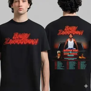 Bailey Zimmerman Different Night Same Rodeo Tour 2026 Two Sided T-Shirt, Gifr For Her, Music Fans Tshirt.