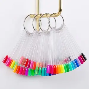 150 count Clear Nail Swatch Sticks with Ring, Fan Shape Nail Art Polish Display Tips, False Nail Sample Sticks, Nail Practice Color Display, Transparent Polish Board for Nails