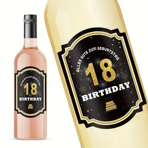 4pcs 18/30/40/50/60/70th Birthday Bottle Labels, Wine Bottle Stickers, Self Adhesive for Champagne and Sparkling Wine,18 Happy Birthday Party Decoration,Birthday Gift Gifts for Women Men, Graduation Beer Bottle Labels