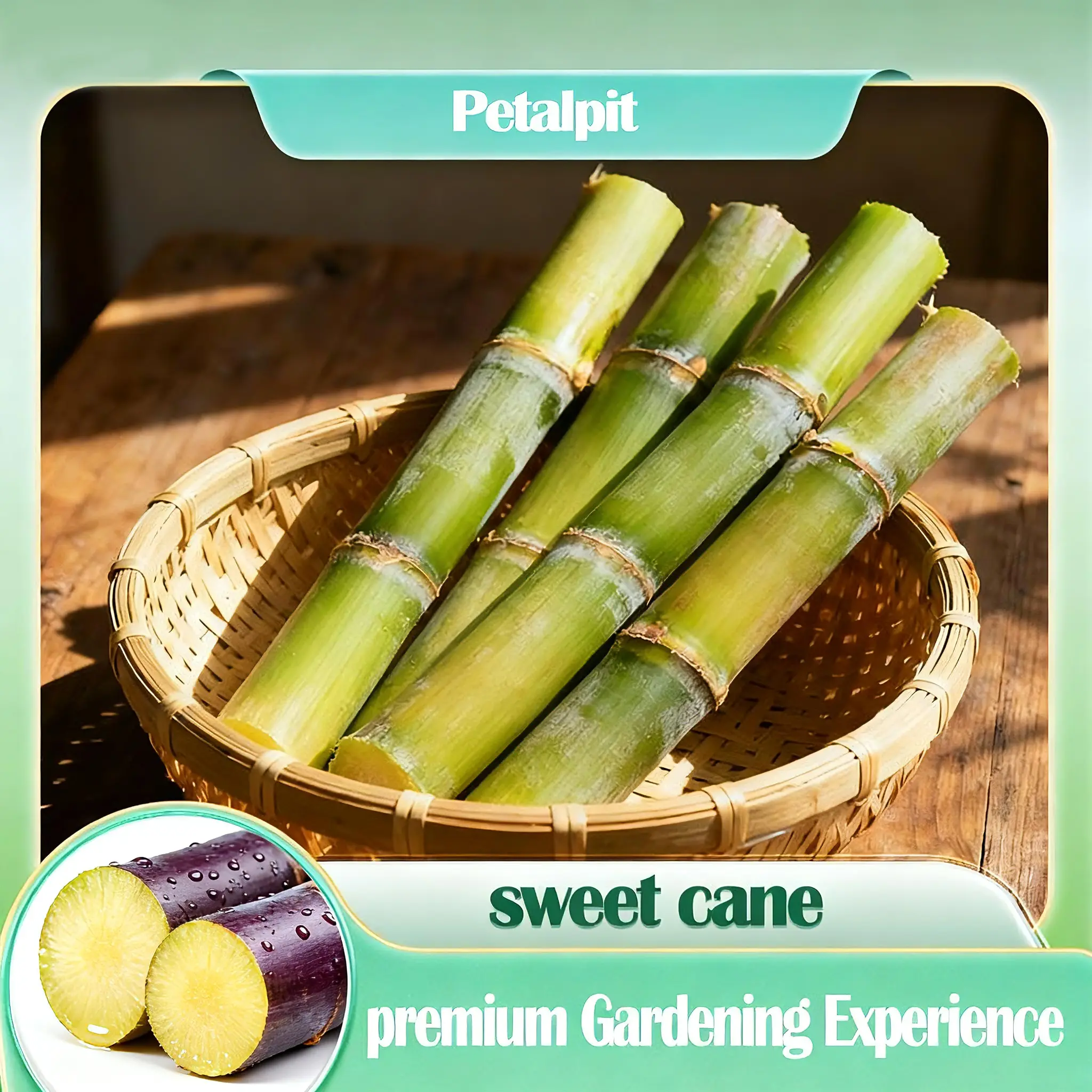 【PetalPit】F-Fresh Sweet with Mellow Aftertaste (Not Cloying)! High-Yield Sugarcane Seeds - Easy to Survive & Grow, Perfect for Home Fruit Planting