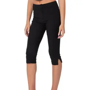 Women Side Slit Capri Pants Stretchy Slim Fit Capris Yoga Leggings Y2k Knee Length Going Out Cropped Pants