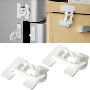 Hardware supplies Fridge Lock, 180° Swivel RV Camper French Refrigerator Latch 90 Degree Adhesive No Drill, Baby Proofing Cabinet Freezer Oven, Renter Friendly Childproof Safety Lock for Toddler Cat 2-Pack