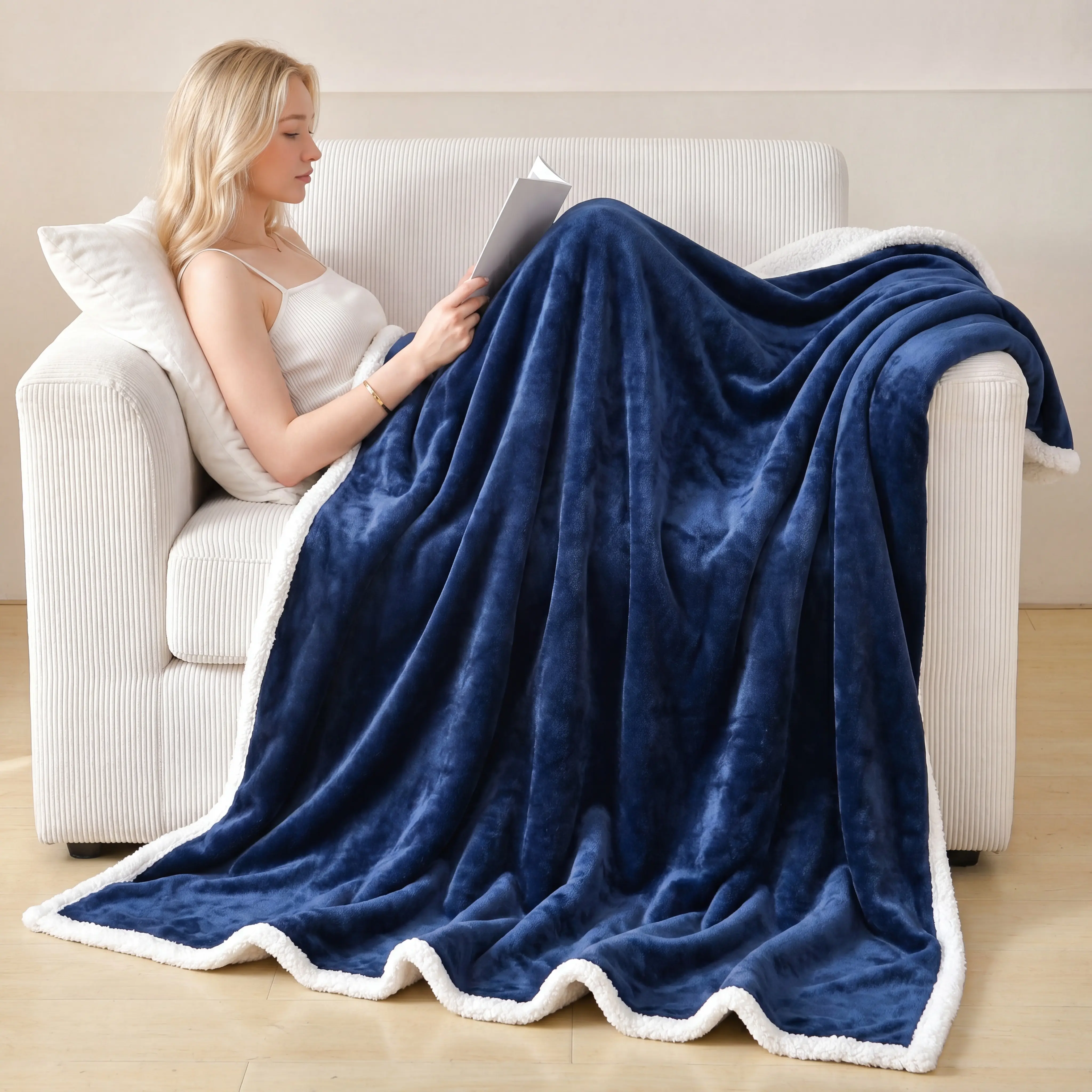 Cosybay Cozy Flannel Throw Blanket - Extra Large 50x66in Double-Sided Super Soft Warmth Flannel Throw Blankets, Indoor Living Room Couch Use, Machine Washable, Back to School Pick, Perfect Gift for Summer & Autumn