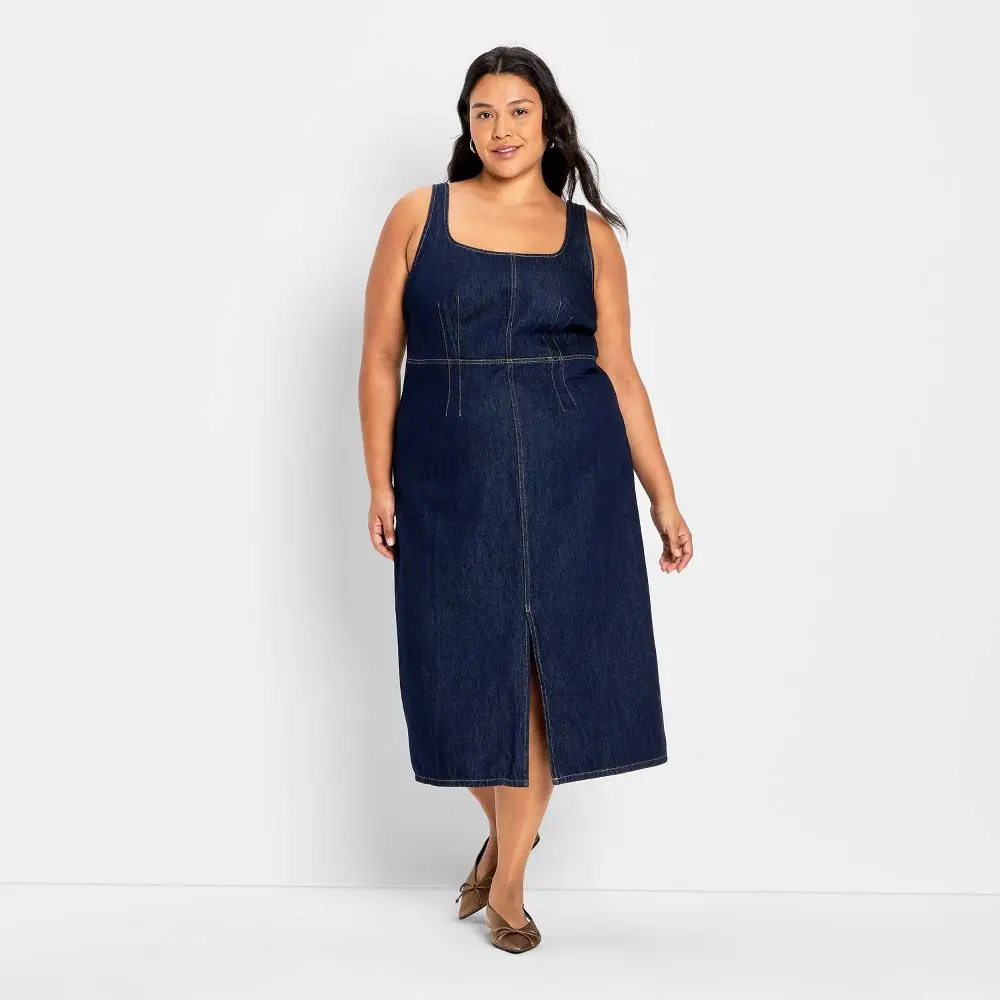 Women's 90's Denim Midi A-Line Dress - Future Collective - TikTok Shop Women's 90's Denim Midi A-Line Dress - Future Collective - TikTok Shop
