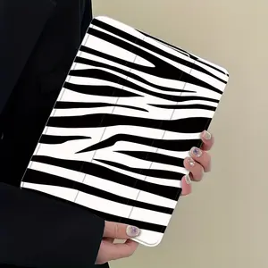 Zebra Print Tablet Case, Bold Animal Print Aesthetic Cover, Auto Wake/Sleep Feature, Drop-Proof & Scratch-Resistant, Clear Acrylic Back, Universal Size Fit 12.9/13 Inch, Shock-Resistant Full Wrap