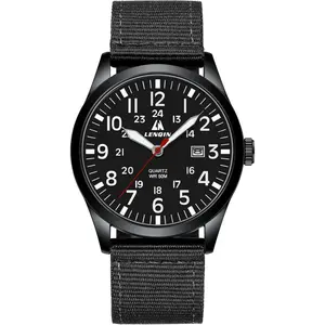 Mens Watches Unisex Military Sport Nylon Strap Stylish Luminous Fashion Analog Quartz Watch for Men Waterproof Army Tactical Casual Wristwatch