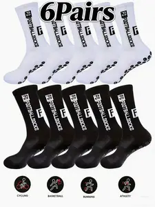 12 Pack and Youth Soccer Socks, Boys and Girls Soft Towel Sole Non-Slip Socks, Durable Shock Absorbing Mid-Calf Sports Socks, Grip Sports Socks, Sports Athletic Socks
