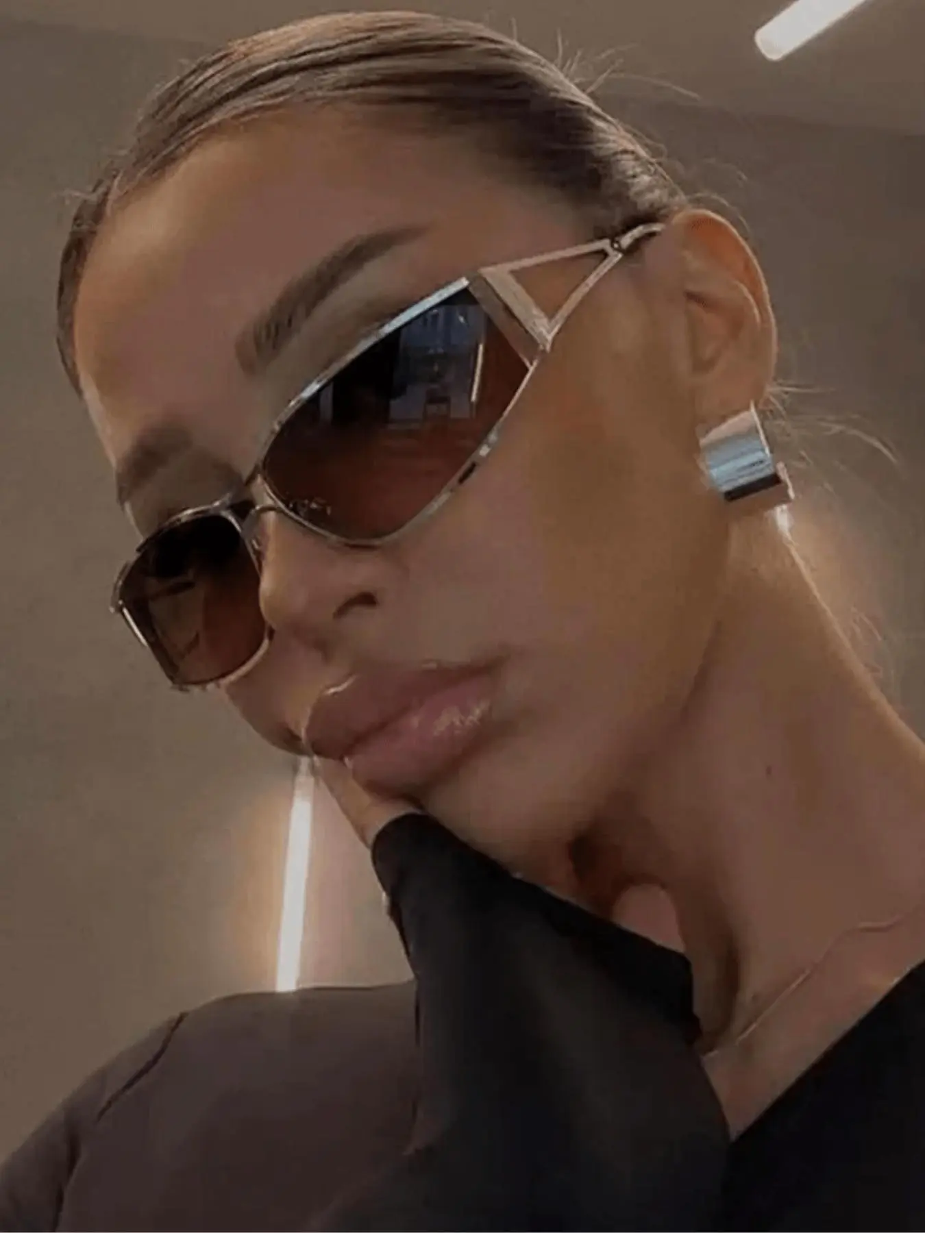 Retro Y2K Hollow Sun Glasses for the  Outdoor Beach Shades, NEW Kids ⭐️ PLAYA Pink Y2K Shield | Giant Vintage Eyewear main image 3
