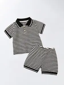 Summer Boys' Polo Shirt Striped Set, Clothing Set, Clothes Kids, Collared Short Sleeve, Elastic Waist Shorts, Casual Cool 2-Piece, Kids Fashion