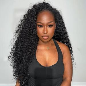 [3 In 1 Half Wig] Bling Hair Half Wig Human Hair Water Wave Human Hair Glueless Wigs Seamless Clip Ins Flip Over Wear and Go Wig Invisible Hairline Beginner Friendly #TikTokShopBlackFriday