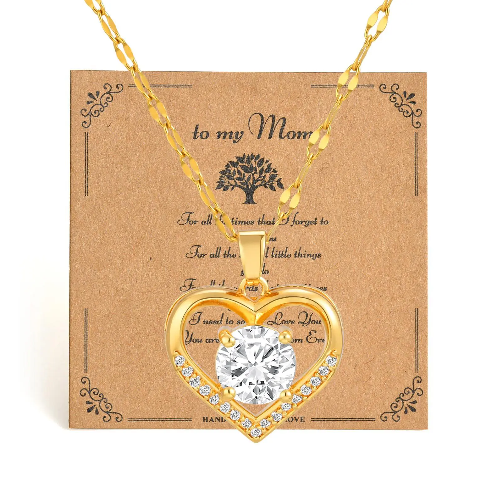 Vnox Dainty Heart Pendent Necklaces,Stainless Steel Chain Large Cubic Zirconia Inlay Choker,Luxury Jewelry Mother's Day Gift