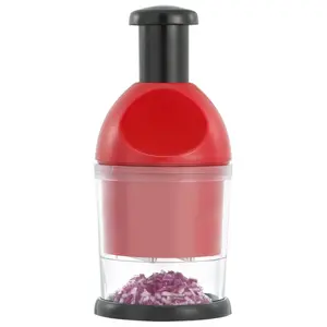 Food Chopper, Easy to Clean Manual Hand Vegetable Chopper Dicer, Dishwasher Safe Slap Onion Chopper for Veggies Onions Garlic Nuts Salads Red Kitchen Utensils