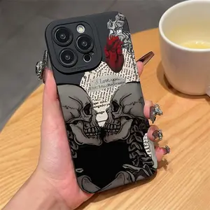 Skull Pattern Phone Case, TPU Total Protective & Drop-resistant Protective Case for iPhone 11 12 13 14 15 16 Pro Max, Mobile Phone Accessories