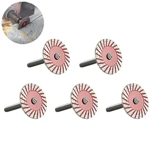 5PCS 1.5Inch Diamond Carving Blades - Serrated Edge for Engraving & Cutting Marble, Granite, Tile - Fits Rotary Tools with Handle, Includes Abrasive Sheets Carbide Tip Masonry Drill Bit Set