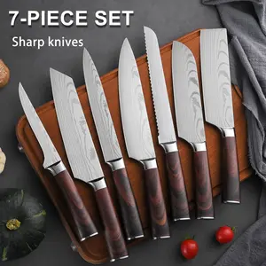 Japanese Kitchen Knives, High-Quality High-CarbonStainless Steel Ultra-Sharp Knives Professional Knife Set,Suitable for Cooking Meat, Fruits,and Vegetables, PlasticHandle,