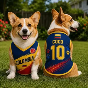 Personalized Colombia Pet Soccer Jersey, Custom Dog Cat Shirt, Name Number Puppy Sportswear