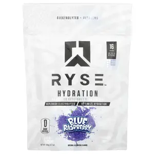 RYSE Hydration, On-The-Go Electrolyte Drink Mix, Blue Raspberry, 16 Sticks, 0.23 oz (6.5 g) Each
