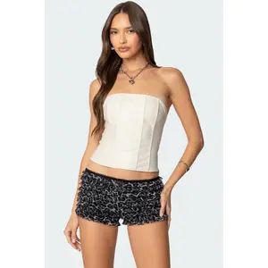 Betty Lace Up Faux Leather Corset