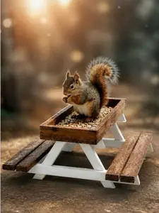Handcrafted Cedar Picnic Table Feeder For Birds & Squirrels