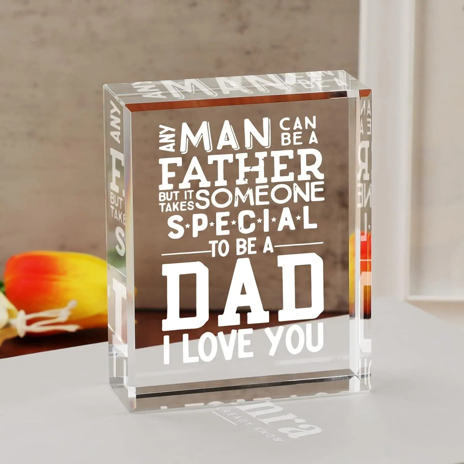 Acrylic Dad Themed Desktop Ornament, 1 Count Creative Letter Pattern Decorative Ornament, Birthday Gift for Father, Acrylic Plaque Decor
