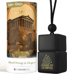House of Olympus Acropolis Car Air Freshener & Diffuser - 100% Natural Essential Oils - 60+ Days Scent - Blood Orange & Ginger - Made in USA