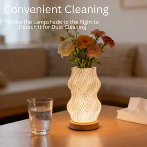 1pc 3D Printed Creative Lampshade Wooden Table Lamp, Bedroom Bedside Light, 3-Level Dimmable LED Night Light, Living Room Coffee Shop Atmosphere Lamp, Indoor Decorative Light