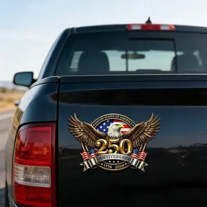 4PCS USA 250th Anniversary Car Decal – 1776-2026 Patriotic American Flag Vinyl Stickers, Independence Day 4th of July Decoration for Car Truck Window Laptop