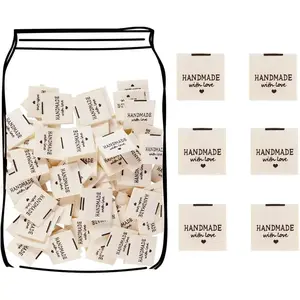 100 count Sewing Labels for  Items, Durable Fabric Woven Tags with  with Love Text, Sewing Labels for Crochet, Knitting, Sewing Projects and DIY Crafts