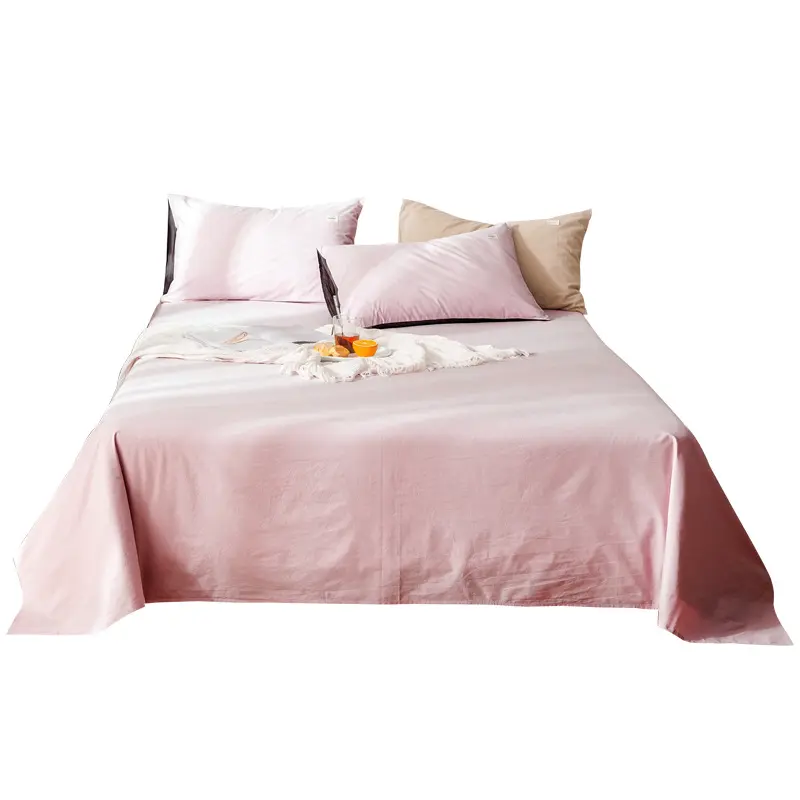 40-Count Pure Cotton Twill Weave Gauze Breathable Solid Color Bed Sheets, Multi-Size Comfortable Bedding for Student & Extra Large Double Beds (Spring Summer Use), Cooling Bed Sheets