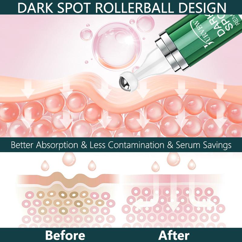 JURVEW Dark Spot Corrector Serum and Cream Roller Fades Dark Spots, Brightening and Hydrates with 360° Cooling Massage Ball  for Refreshing Skincare Experience