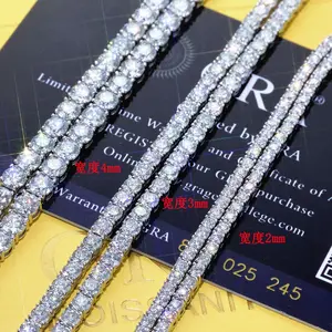 ESKEEM Moissanite Tennis Chain Necklace 925 Silver Iced Out VVS Pass Diamond Tester 2/3/4/5mm Tennis Chain Fine Jewelry