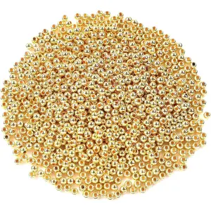 DECYOOL 1200Pcs 4mm Smooth Round Beads Gold Spacer Loose Ball Beads for Bracelet Jewelry Making Craft