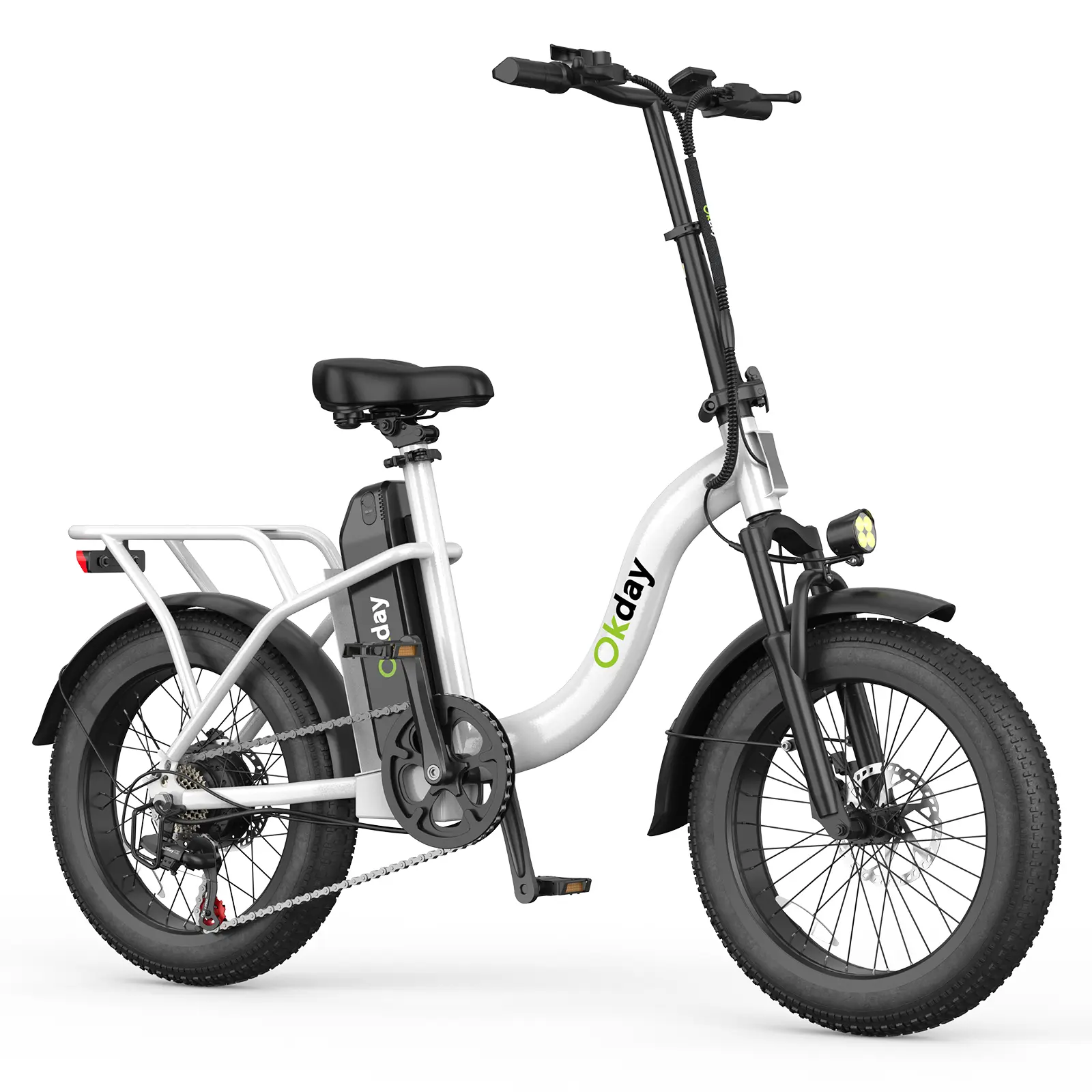 Okday 500W Electric Bike for Adults 25MPH Long Range E-Bike 20" All-TerrainTires Dual Brakes Carbon Steel Headlight 20-Inc-Terrain Fat Tire Bicycle TaillightStable Ride