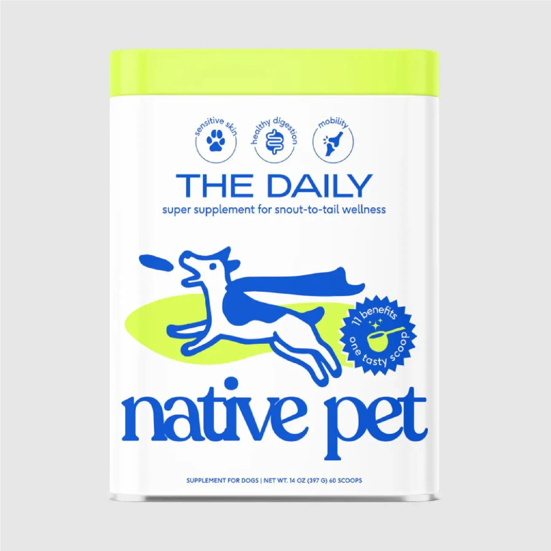 Native Pet The Daily 14Oz – 7Oz Super Supplement for Dogs 14 OZ 60 Scoops Gut Health Immunity Joints Skin Natural Limited Ingredients Easy to Use