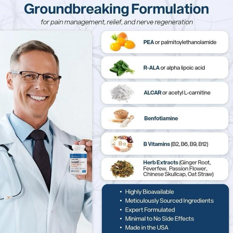 Sciatic Nerve Support - Extra Strength with Vitamins B, Turmeric & Herbal Extracts - Sciatica Relief Pain & Leg Discomfort - 120 Capsules Dietary Supplement Healthcare