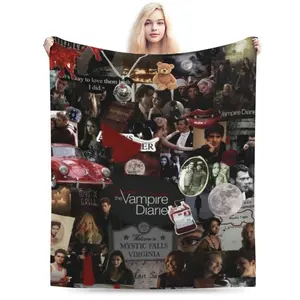 1 piece Winter styles Edition Vampire Diaries themed extra soft flannel plush blanket, multi-purpose, suitable for sofa beds, travel, and office use, 40 inches x 30 inches