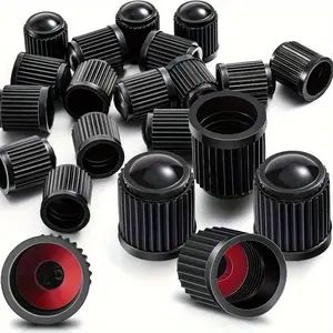 50pcs Black Plastic Tire Valve Dust Covers - Fit for Cars, Motorcycles, Trucks, Bicycles & Bikes - Durable Protection Against Road Debris, Tire Accessories, Cylindrical Design, Secure Fit Design
