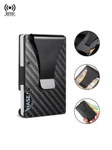 Carbon Fiber Rfid Bank Card Holder, Slim Metal Cardholder Case, Smart Thin Male Credit Card Wallet, Business Men's Accessory