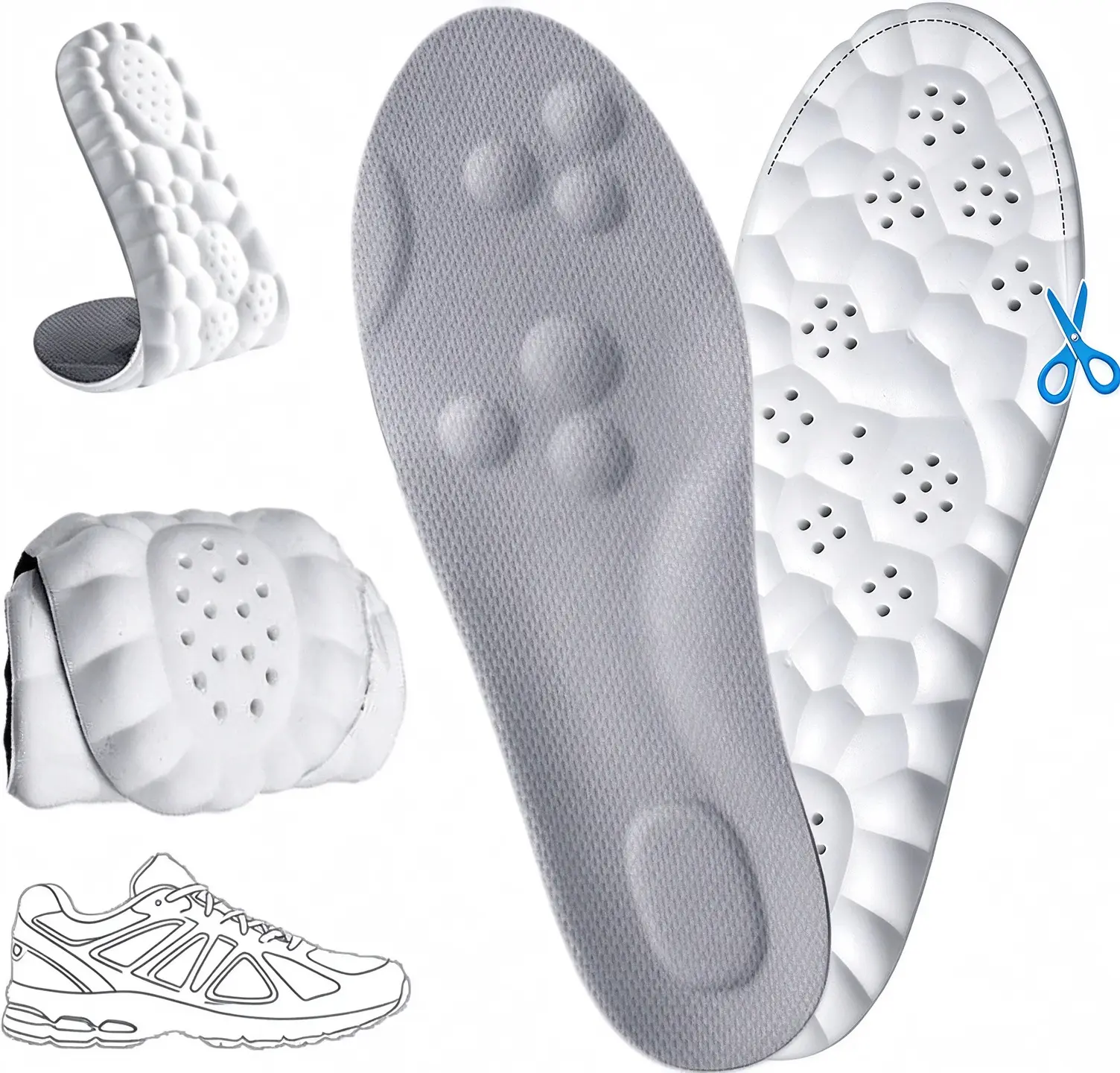 Shoe Insoles, Memory Foam Insoles, Providing Excellent Shock Absorption and Cushioning for Feet Relief, Comfortable Insoles for Men and Women for Everyday Use