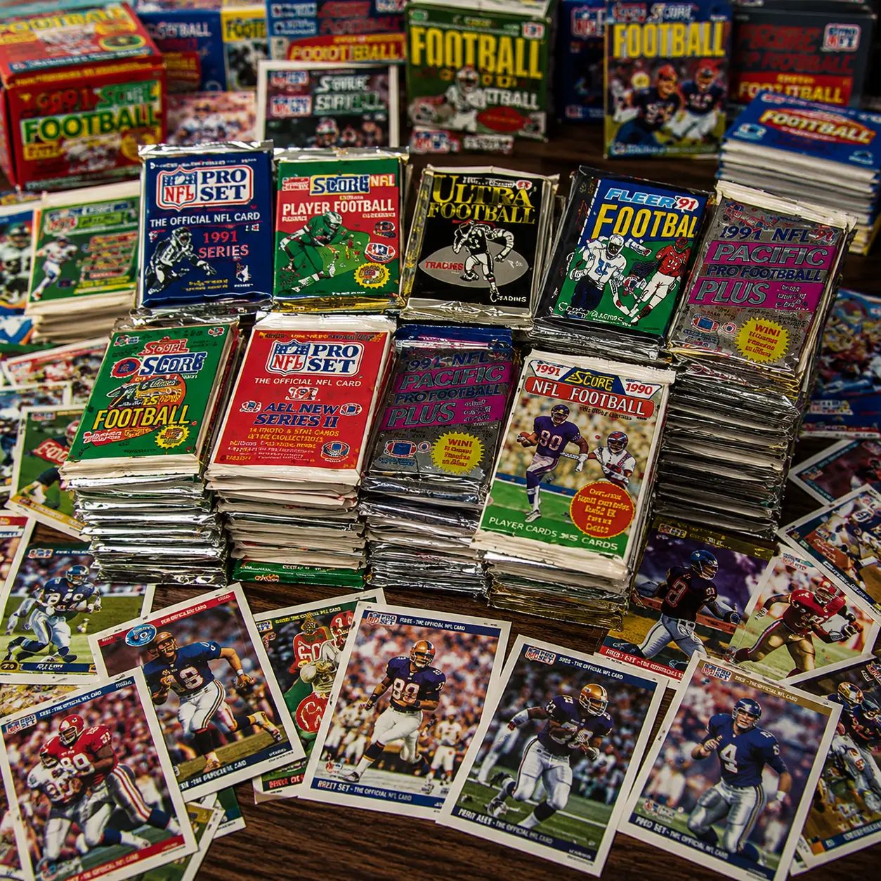 Vintage N F L Football Trading Card Packs, Unopened Factory Sealed Collectible Lot