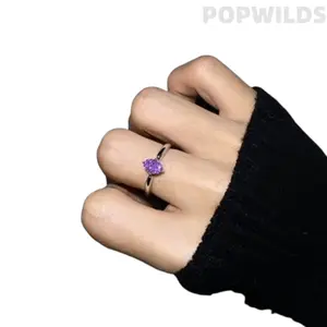 Minimalist Purple Oval Gemstone Ring, Dainty Silver Plated Solitaire Ring, Elegant Thin Band with Sparkly , Delicate Statement Jewelry for Women, Perfect Daily Wear & Stackable Accessory         ？ ？